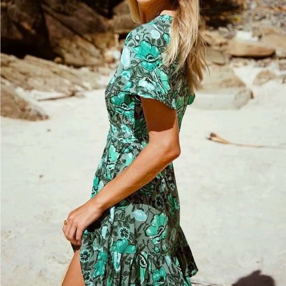 Spell Green Floral Mini Dress
